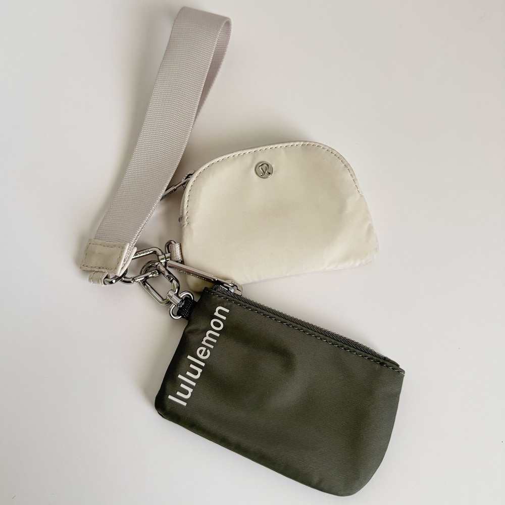 lululemon athletica Cream and Green Wristlet Set